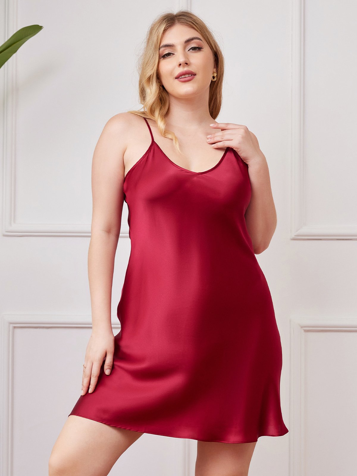 Plus Size Silk Chemise Nightgown – Spaghetti Strap